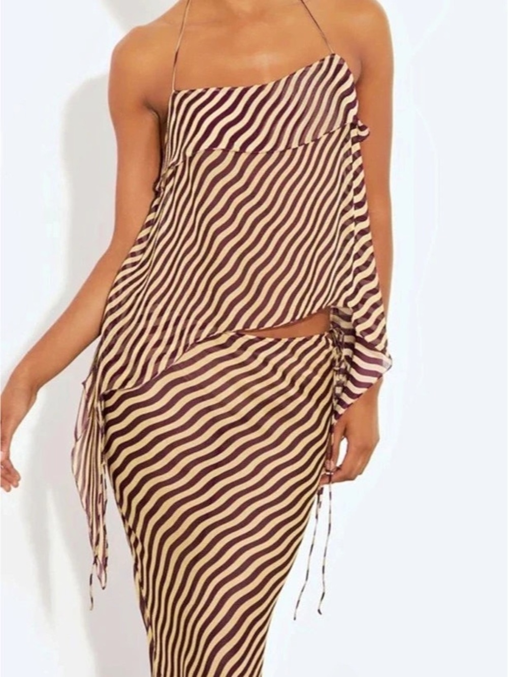 RAT & BOA Assisi Top Abstract Draped Camisole Purple & Beige Small